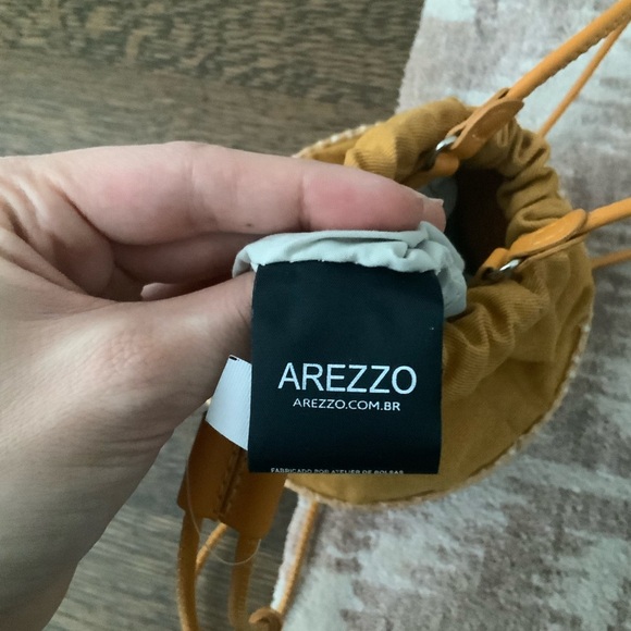 AREZZO GIORNO Brazil Drawstring Raffia Crossbody Bucket Purse Leather BRAND NEW - Picture 14 of 16